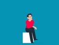 Person seated and waiting. Vector cartoon red colour style