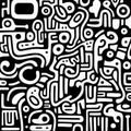 Abstract Minimalism: Interactive Black And White Doodle Art