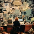 Dreamlike Surrealist Office: A Digital Art Collage Inspired By Stanley Kubrick And Annie Leibovitz