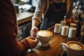 Person Serving Cup of Coffee to Another Person