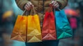 Person Shopping on Rainy Evening in City