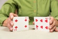 person shuffling cards for a card game Royalty Free Stock Photo