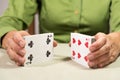 person shuffling cards for a card game Royalty Free Stock Photo