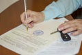 the person signing the document of purchase and sale of the car