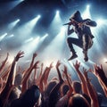 person sing play song dance jump pose music in concert illustration