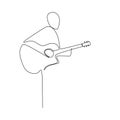 Person sing a song with acoustic classical guitar continuous one line art drawing vector illustration minimalist design Royalty Free Stock Photo