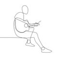 Person sing a song with acoustic classical guitar continuous one line art drawing vector illustration minimalist design Royalty Free Stock Photo