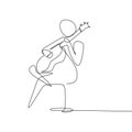 Person sing a song with acoustic classical guitar continuous one line art drawing vector illustration minimalist design