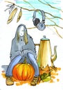 Autumn mood. girl - ghost