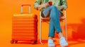 The suitcase and person seated.AI generated image Royalty Free Stock Photo