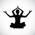 Person sitting in different yoga meditation lotus positions silhouette Royalty Free Stock Photo