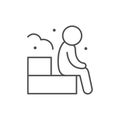 Person sitting in sauna line icon