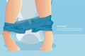 Person sitting on toilet with suffering from constipated or diarrhea vector illustration