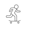 Person on skateboard line outline icon