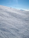 Person skiing alone in the snowbound mountains