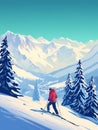 Person Skiing On A Snowy Mountain