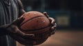 A person plays basketball shooting hoops with precision and focus created with Generative AI