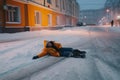 A person slipped and fell on the street on the ice. AI Generated