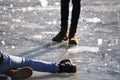 Person slipped on frozen lake