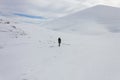 Person in snowy mountains