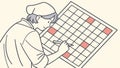 Person solving a grid logic puzzle. Mental challenge and brain workout, vector design Generative AI Royalty Free Stock Photo