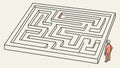 Person Solving Isometric Maze Challenge, vector design Generative AI Royalty Free Stock Photo