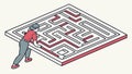 Person solving a labyrinth, problem-solving, challenge. vector design Generative AI Royalty Free Stock Photo