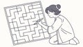 Person Solving Maze Puzzle, Mental Challenge, Problem Solving Game vector design Generative AI Royalty Free Stock Photo