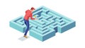 Person Solving Maze Puzzle, Problem Solving Concept Vector, vector design Generative AI Royalty Free Stock Photo