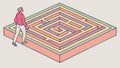 Person Solving Maze Puzzle Vector, vector design Generative AI Royalty Free Stock Photo