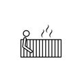 Person in spa sauna, heating outline icon. Signs and symbols can be used for web, logo, mobile app, UI, UX