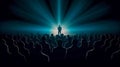 person speaker on stage in front of the audience, seminar with teaching and lecture. the lecturer is giving a speech in Royalty Free Stock Photo