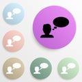 the person speaks badge color set. Simple glyph, flat vector of web icons for ui and ux, website or mobile application