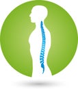 Person and spine, colored, orthopedic and physiotherapy logo Royalty Free Stock Photo