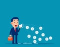 Person spitting money. Business financial vector illustration concept