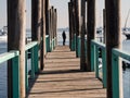 Person standing at the end of a bridge in the port in Walvis Bay Royalty Free Stock Photo