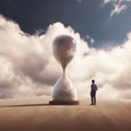 Hourglass of Life: Person Pondering the Sands of Time. Generative ai Royalty Free Stock Photo