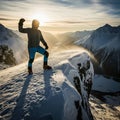 Person standing on snowy cliff Royalty Free Stock Photo