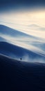 Dreamy White Figure Walking On Hill: Surreal Cinematic Minimalistic Shot