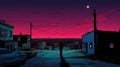Vibrant City Street Illustration With Richly Colored Skies
