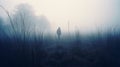 Eerie Female Figure In Mist: Unsettling Atmosphere And Post-apocalyptic Imagery