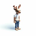 Pixel Deer In Jeans With Hat - Cryengine Style Isometric Art