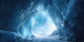 A Person Stands Within The Icy Confines Of An Enchanting Ice Cave