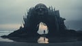 Dystopian Landscapes: Skull Shaped Rocks And Cinematic Beach Scenes