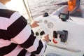 Person steering boat Royalty Free Stock Photo