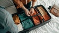 Person Packing Suitcase Efficiently.AI generated image Royalty Free Stock Photo