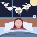 Person suffering insomnia funny cartoon