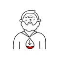 The person suffers from hypoglycemia. Low blood sugar. .Elderly man experiencing weakness. Vector illustration in doodle style