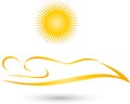 Person and sun, colored, tanning and solarium logo