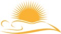 Person and sun, tanning and solarium logo